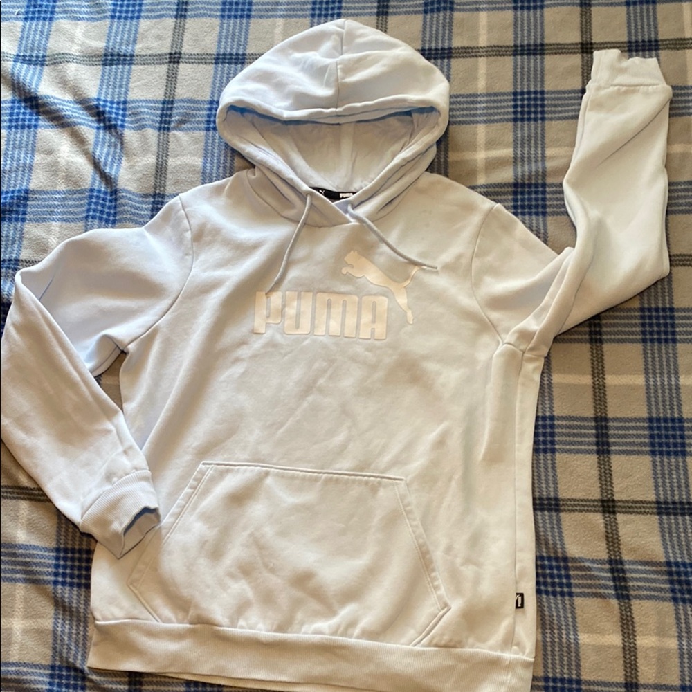 Puma Blue Hoodie with Logo and Long Sleeves